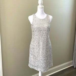 WHBM Silver Sequin cocktail dress. Size 2.